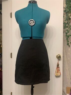 Classic Black Mini Skirt faux suede